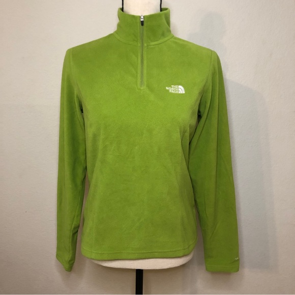 The North Face TKA100 Green Quarter Zip Mock Neck Fleece Pullover Size S/P - Picture 2 of 10